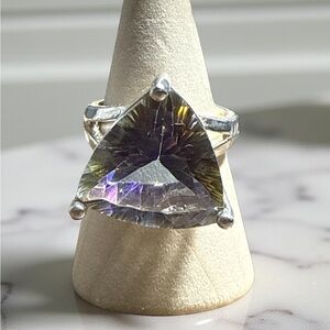 Vintage Sterling Silver Trillion-Cut Ametrine Ring | Artisan Statement Cocktail
